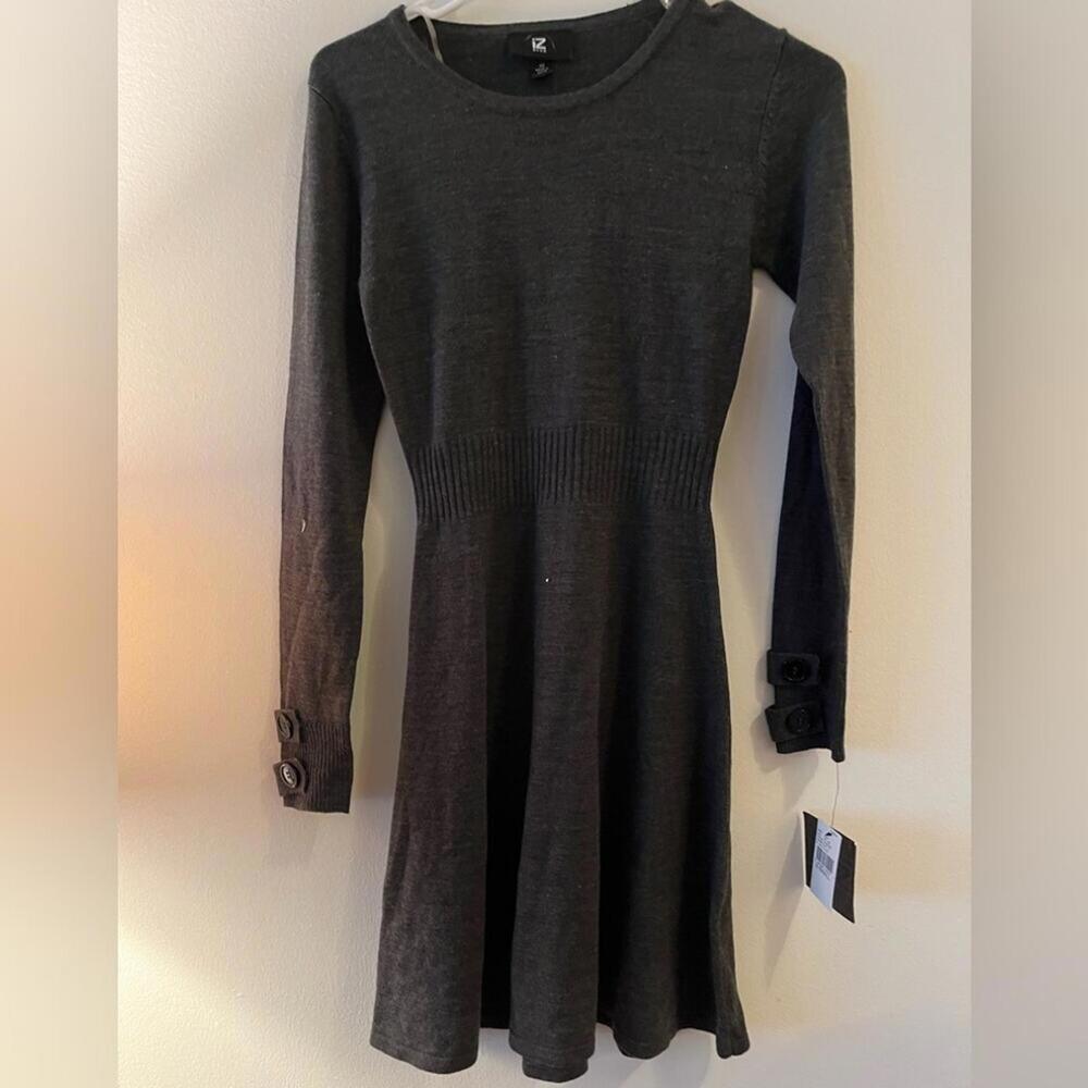 Iz Byer Dark Gray Long Sleeve Dress
